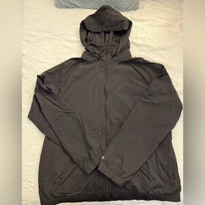 PINK - Black Full Zip Up Rain Jacket (With/Without Hood)